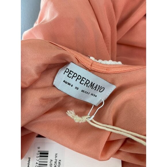 PepperMayo women's 2 peach Katiya maxi dress off shoulder wrap style‎ sleeveless - Picture 11 of 13